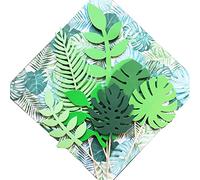 14Pcs Tropical Palm Leaves Cake Topper Artificial Palm Leaves Glittery Tropical Leaves Cake Topper Tropical Wedding Cake for Jungle Theme Birthday Party Decor Safari