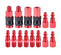 14pcs Universal Air Hose Fittings 1/4 Inch NPT Quick Connect Air Coupler and Plug Kit Air Compressor Industrial Pneumatic Tool