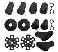 14Pcs Walking Stick Rubber Ends Set, Nordic Walking Pole Rubber Tips, Walking Cane Tips Brass Walking Stick Ferrules Crutches Rubber Ends Fits Most Hiking Sticks, Trekking Poles
