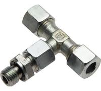 14S & M20x1.5 Zink plated Steel T-Shape Tee Cutting Fitting with Male Threads 630 bar Adjustable ISO 8434-1