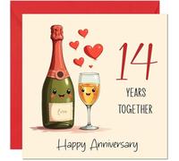 14th Anniversary Card for Women & Men - Happy 14 Year Anniversary Card for Girlfriend Boyfriend Partner Anniversaries Greeting Cards for Him Her