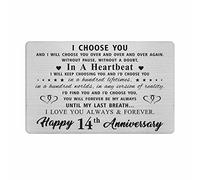14th Anniversary Card Gifts for Husband, 14 Year yr Anniversary Romantic Gifts for Him, Funny Engraved Wallet Card Presents