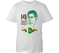 14th August Happy Independence Day Pakistani Flag Patriotic T-Shirt Patriotism Freedom Fighters Imran Khan Celebrations Gift for Friends Gift for Family Birthday Unisex Gift Top (White, 2XL)