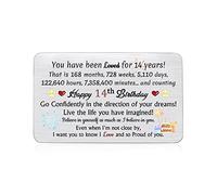 14th Birthday Birthday Greeting Cards Son Daughter Inspirational Wallet Insert Card Appreciate Gifts Cake Cute Personalized Best Friend Sister Brother Grandson Granddaughter Niece Nephew Keepsakes