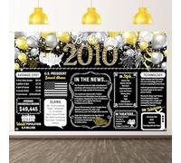 14th Birthday Black Gold Party Decoration Back in 2010 Backdrop Large Banner Birthday Party Poster Supplies Vintage 2010 Photography Background for Men & Women 14th Class Reunion Decor