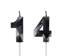 14th Birthday Candles for Cake,Black Number 14 Candle Decorations Birthday Party,3D Design Birthday Candle for Girls Boys 14th Birthday Theme Anniversary Supplie Decorations
