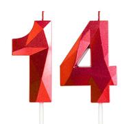 14th Birthday Candles for Cake,Red Number 14 Candle Decorations Birthday Party,3D Design Birthday Candle for Girls Boys 14th Birthday Theme Anniversary Supplie Decorations