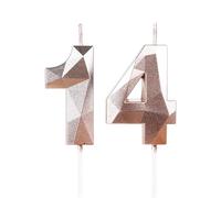 14th Birthday Candles for Cake,Rose Gold Number 14 Candle Decorations Birthday Party,3D Design Birthday Candle for Girls Boys 14th Birthday Theme Anniversary Supplie Decorations