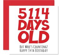 14th Birthday Card for Boys Girls Him Her - 5114 Days Old - Funny Teenager Happy Birthday Card for Brother Sister Son Daughter Cousin, 145mm Humour Joke Greeting Cards