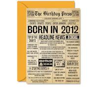13th Birthday Card for Boys Girls - Bday Press Newspaper 2012 - Happy 13 Birthday Cards for Brother Niece Grandson Granddaughter Daughter Cousin, A5 Bday Greeting Cards
