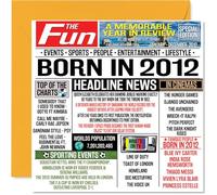 13th Birthday Card for Boys Girls - Born In 2012 Newspaper - Happy 13 Birthday Cards for Sister Brother Niece Cousin Son Nephew, 145mm Bday Greeting Cards