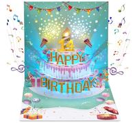 14th Birthday Cards, 3D Pop Up Musical Blowable LIGHT Happy Birthday Cards with Music and Cheers Sound, Popup Greeting Birthday Gifts Card for Girls, Boys, Grandson, Son, Daughter Turning 14 Years Old