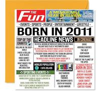 14th Birthday Cards for Boys Girls - Born In 2011 Newspaper - Happy 14 Birthday Card for Son Daughter Cousin Vintage Retro Back In 2011, 145mm Bday Greeting Cards