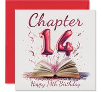 14th Birthday Cards for Girls Boys - Start of Another Chapter - Happy Birthday Card for 14 Year Old Girl Boy Son Grandson Niece Brother, 145mm Bday Greeting Cards