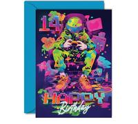 14th Birthday Cards for Girls Boys - Video Gamer Game - Happy 14 Birthday Card for Son Daughter Nephew Niece Grandson, 5x7 Inch Fourteen Fourteenth Bday Greeting Cards
