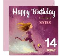 14th Birthday Cards for Sister, Football Girl
