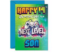 14th Birthday Cards For Son - Next Level - Happy Birthday Card for 14 Year Old Boy Brother Nephew Son Grandson, A5 Bday Greeting Cards
