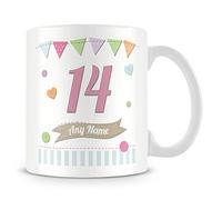 14th Birthday Gift- Personalised Mug/Cup - Add Name - Birthday Shabby Chic Design