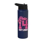 14th Birthday Girl Pink Coquette Bow Hello 14 Years Old Gift Stainless Steel Insulated Water Bottle