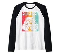 14th Birthday Retro Monster Truck 14 Years Boys Girl Kids Raglan Baseball Tee