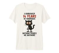 14th Wedding Anniversary, I Survived 14 Years of Marriage Premium T-Shirt