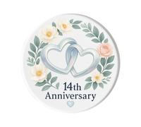 14th Wedding Anniversary, Ivory Theme Fridge Magnet: Cute Handmade Keepsake for Wife Husband Couples