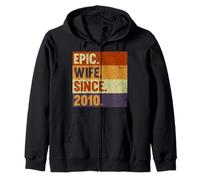 14th Year Wedding Anniversary Best Epic Wife Since 2010 Zip Hoodie
