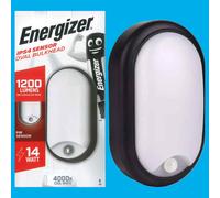 14W Energizer LED IP54 PIR Motion Sensor Oval Bulkhead, 4000K, Wall Light Lamp