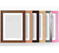 14X10 DARK TEAK MODERN PHOTO PICTURE POSTER FRAME WITH WHITE 12X8 MOUNT
