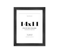 14x11 Black Ornate Photo Frame With White Mat For 11x9 Picture, Ready to Hang or Stand, 1 Pack