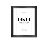 14x11 Black Ornate Photo Frame With White Mat For 12x8 Picture, Ready to Hang or Stand, 1 Pack