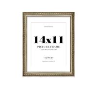 14x11 Champagne Silver Ornate Photo Frame With White Mat For 11x9 Picture, Ready to Hang or Stand, 1 Pack