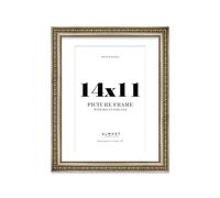 14x11 Champagne Silver Ornate Photo Frame With White Mat For 12x8 Picture, Ready to Hang or Stand, 1 Pack