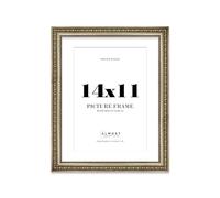 14x11 Champagne Silver Ornate Photo Frame With White Mat For A4 Picture, Ready to Hang or Stand, 1 Pack
