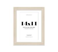 14x11 Cream Picture Frame with 12x8 Mount - Shabby Chic Photo Frame with Distressed Finish, Wall Hooks and Kickstand, 32mm Edge - 1 Pack