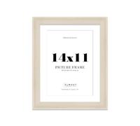 14x11" Cream Picture Frame with A4 Mount - Shabby Chic Photo Frame with Distressed Finish, Wall Hooks and Kickstand, 32mm Edge - 1 Pack