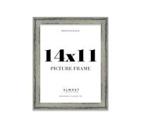 14x11" Distressed Green Picture Frame - Rustic Wood Industrial Effect Photo Frame for Wall Display, Ideal for Posters, Prints & Home Décor, Wall Hooks and Kickstand, 32mm Edge - 1 Pack