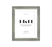 14x11" Distressed Green Picture Frame with A4 Mount - Aged Photo Frame with Distressed Finish, Wall Hooks and Kickstand, 32mm Edge - 1 Pack