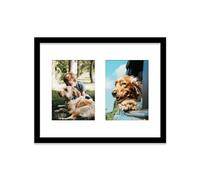 14x11 Inch 2 Opening Photo Collage Frame, Display Two 7x5 Inch Photos, Multi Aperture Family Picture Frame, Black