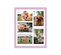 14x11 Inch 5 Opening Photo Collage Frame, Display Five 6x4 Inch Photos, Multi Aperture Family Picture Frame, Thin 22mm Edge, Lilac