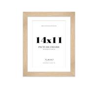 14x11 Oak Frame With Mount for A4 Pictures 28mm Edge Portrait and Landscape Display with Wall Hooks and Kickstand, 1 Pack