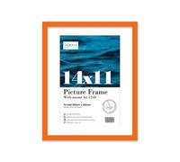 14X11" Orange Frame With Mount For 12X8" Pictures 20mm Thin Edge Portrait And Landscape Display With Wall Hooks And Kickstand