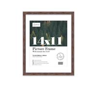 14X11" Walnut Frame With Mount For 11X9" Pictures 20mm Thin Edge Portrait And Landscape Display With Wall Hooks And Kickstand
