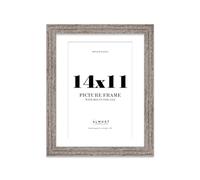 14x11 Walnut Ornate Photo Frame With White Mat For 12x8 Picture, Ready to Hang or Stand, 1 Pack