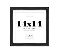 14x14 Black Ornate Photo Frame With White Mat For 13x13 Picture, Ready to Hang or Stand, 1 Pack