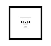 14x14 Black Picture Frame with Large Mount for 5x5 Photos, Prints - Modern Square Wall Frame, 1 Pack