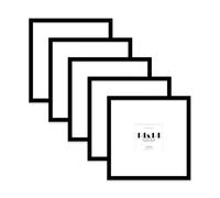 14x14 Black Picture Frame with Large Mount for 5x5 Photos, Prints - Modern Square Wall Frame, Set of 5