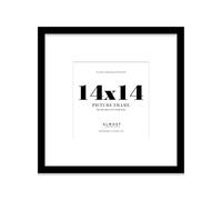 14x14 Black Picture Frame with Large Mount for 8x8 Photos, Prints - Modern Square Wall Frame, 1 Pack