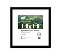 14x14 Black Picture Frame with Mount for 12x12 Photos, Prints - Modern Square Wall Frame, 1 Pack