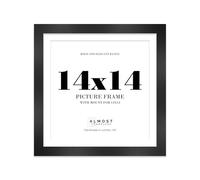 14x14" Black Square Frame With Mount for 13x13" Pictures 28mm Edge Frame Display with Wall Hooks, 1 Pack